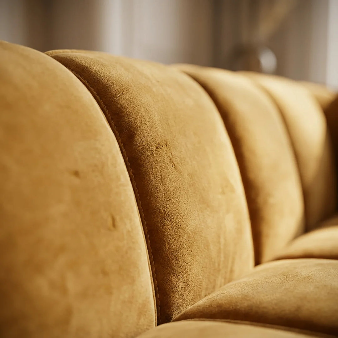 Mosterdgele Velours 3-Zits Bank 220 cm – Sofa LENA