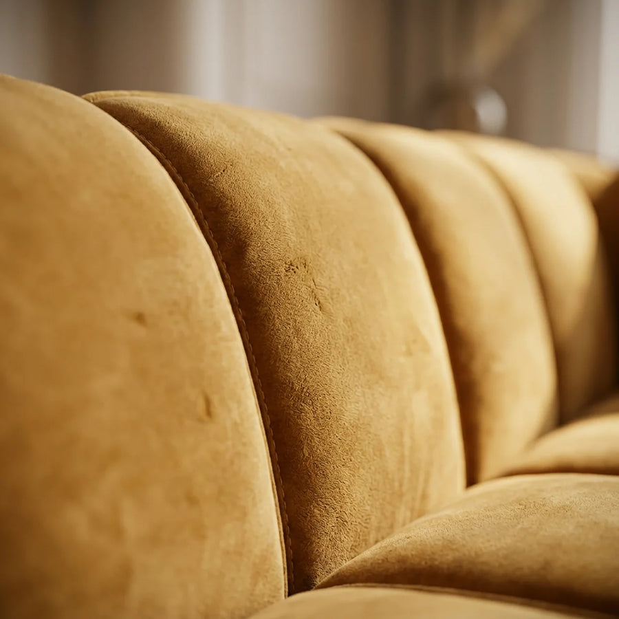 Mosterdgele Velours 3-Zits Bank 220 cm – Sofa LENA