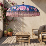 Parasol Bali Veelkleurig Bloemen Ø185 cm – Luxe Boho Parasol met Franjes