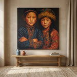 Tibetaanse Duo Geweven Wanddecoratie 138x138 cm