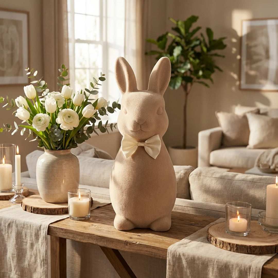 Paashaas Flock XL 63 cm – Luxe Paasdecoratie