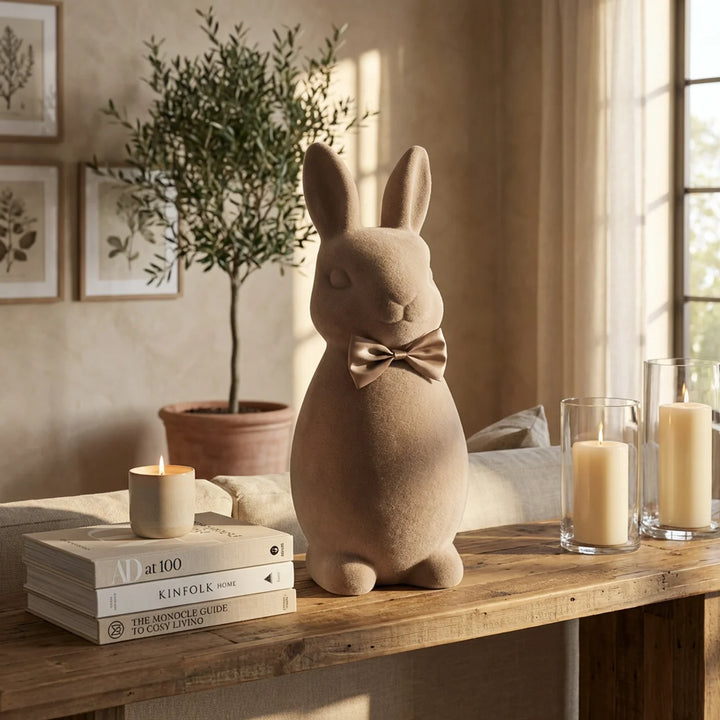 Paashaas Flock XL 63 cm – Luxe Paasdecoratie