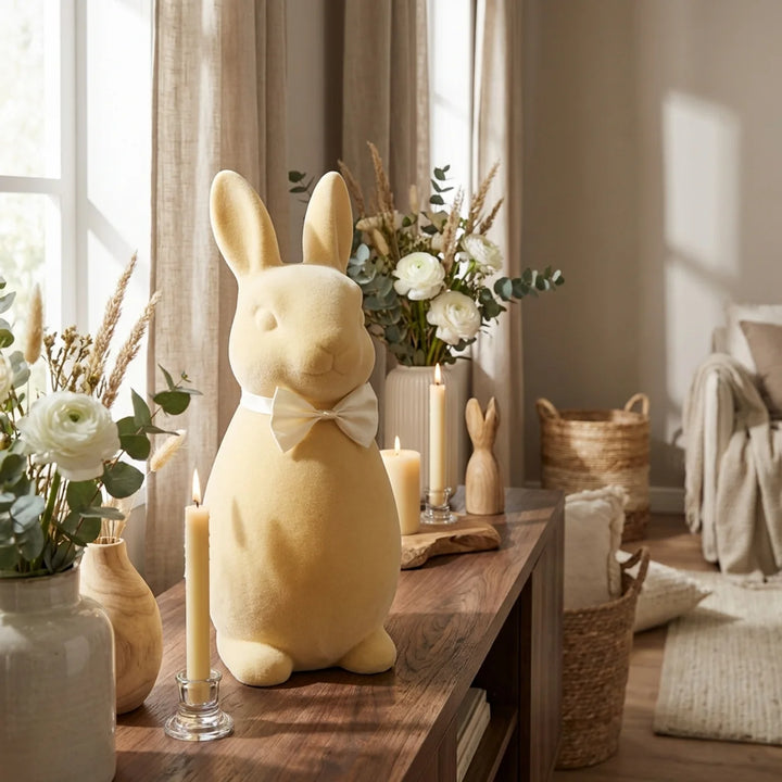 Paashaas Flock XL 63 cm – Luxe Paasdecoratie