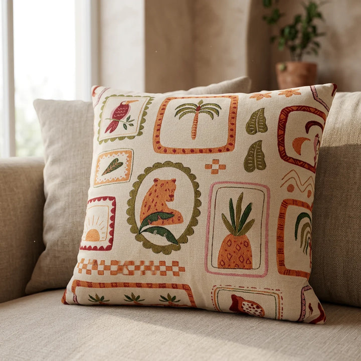 Tropische lente Leopard Sierkussen 45x45 cm – Bohemian Jungle Design