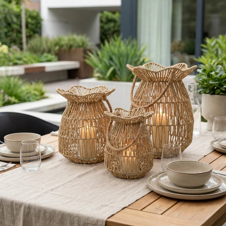Rotan Windlicht Ananas – Natuurlijke tuin Lantaarns