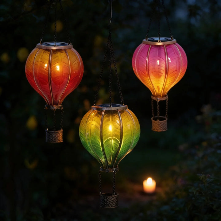 Solar Luchtballon Hanglamp – Sfeervolle LED Tuinlamp voor Balkon & Terras