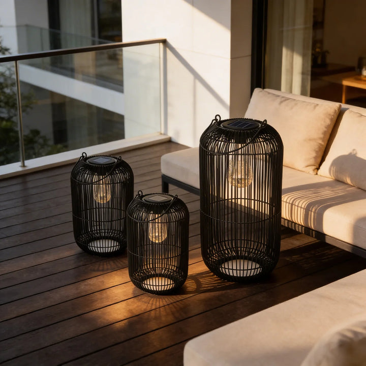 Solar Tuinlantaarn – Zwarte Solar Lamp voor Tuin & Balkon