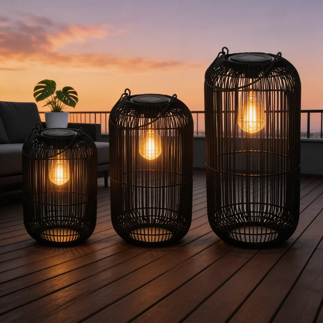 Solar Tuinlantaarn – Zwarte Solar Lamp voor Tuin & Balkon
