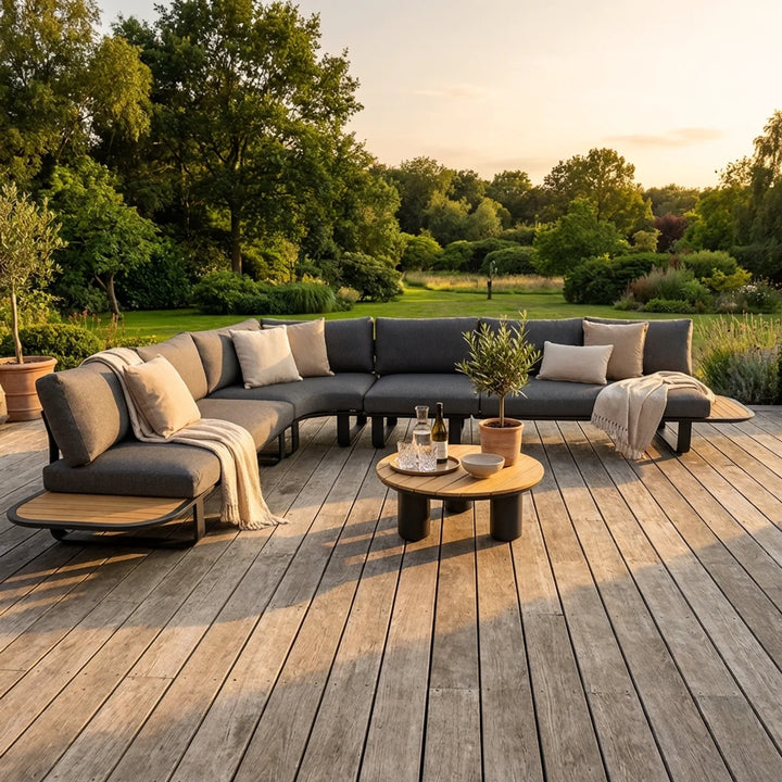 Complete Outdoor Lounge Set PALMERA – 5-Delig Aluminium Hoekbank 328x256 cm Grijs