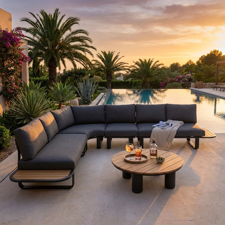 Complete Outdoor Lounge Set PALMERA – 5-Delig Aluminium Hoekbank 328x256 cm Grijs