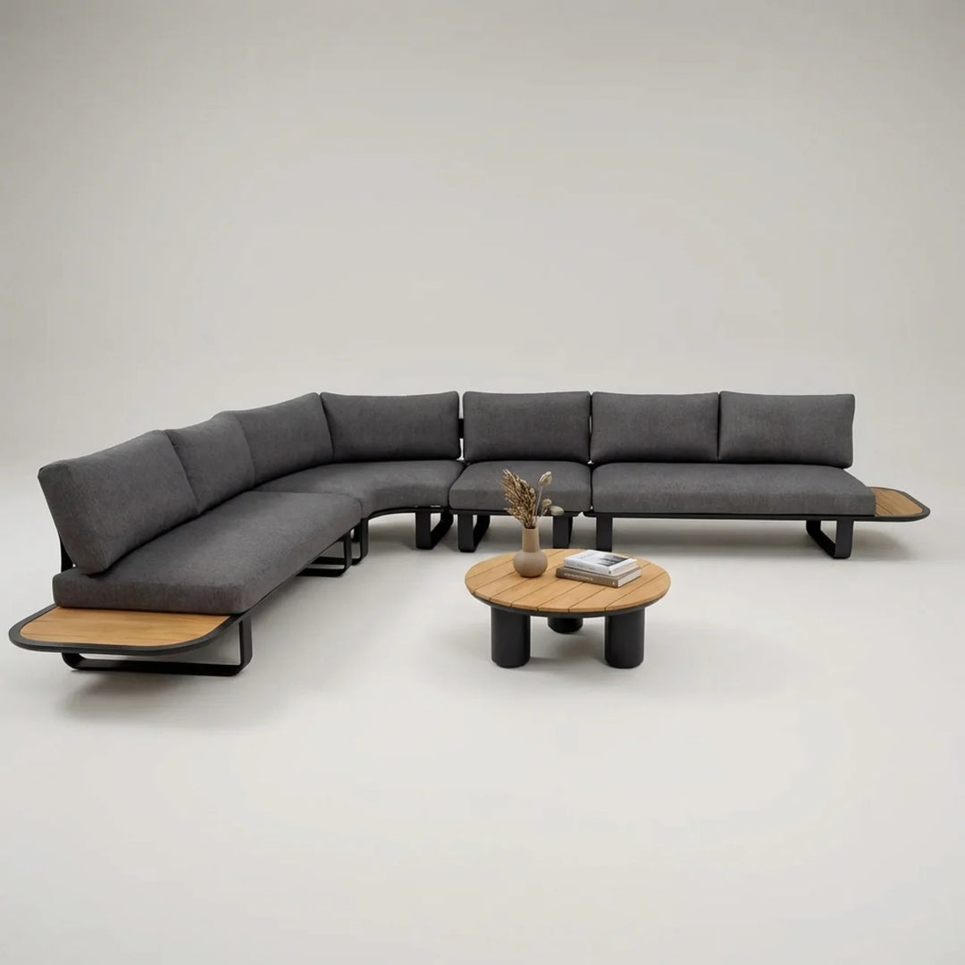 Complete Outdoor Lounge Set PALMERA – 5-Delig Aluminium Hoekbank 328x256 cm Grijs