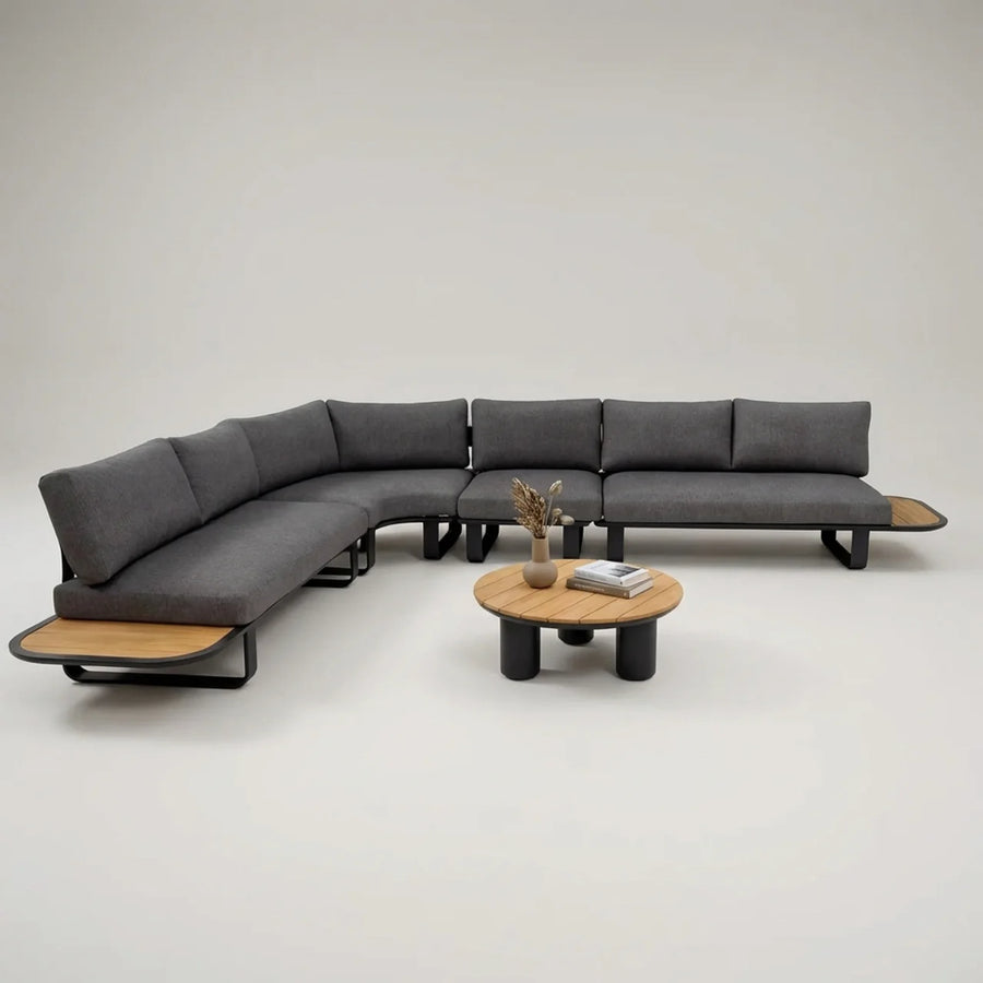 Complete Outdoor Lounge Set PALMERA – 5-Delig Aluminium Hoekbank 328x256 cm Grijs