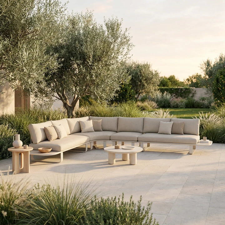 Complete Outdoor Lounge Set PALMERA – 5-Delig Aluminium Hoekbank 328x256 cm Beige