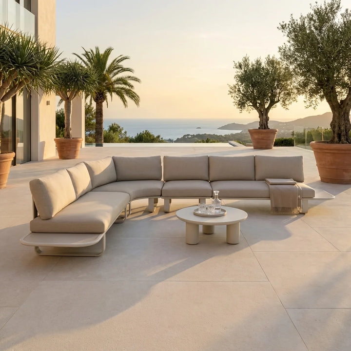 Complete Outdoor Lounge Set PALMERA – 5-Delig Aluminium Hoekbank 328x256 cm Beige