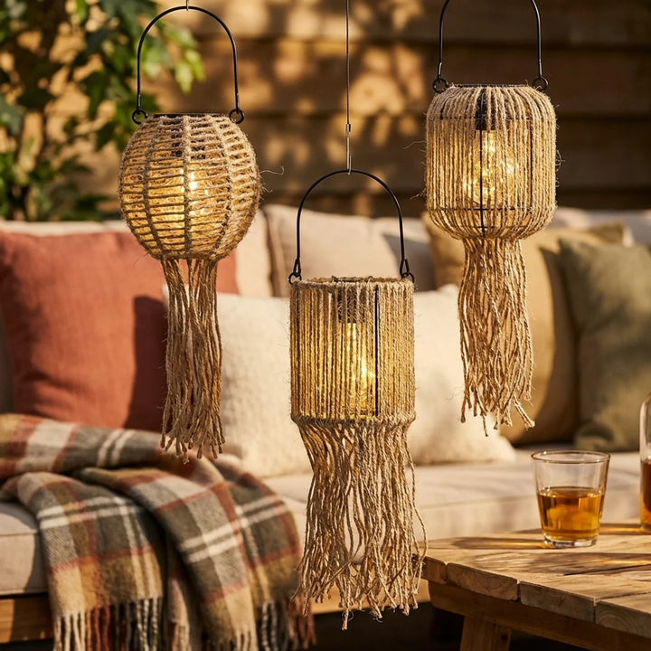 Boho Hanglantaarn Set – Solar Tuinverlichting