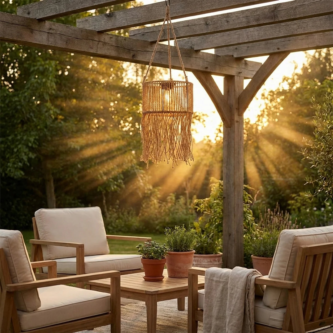 Solar Hanglamp Jans– Rotan Look met Franjes