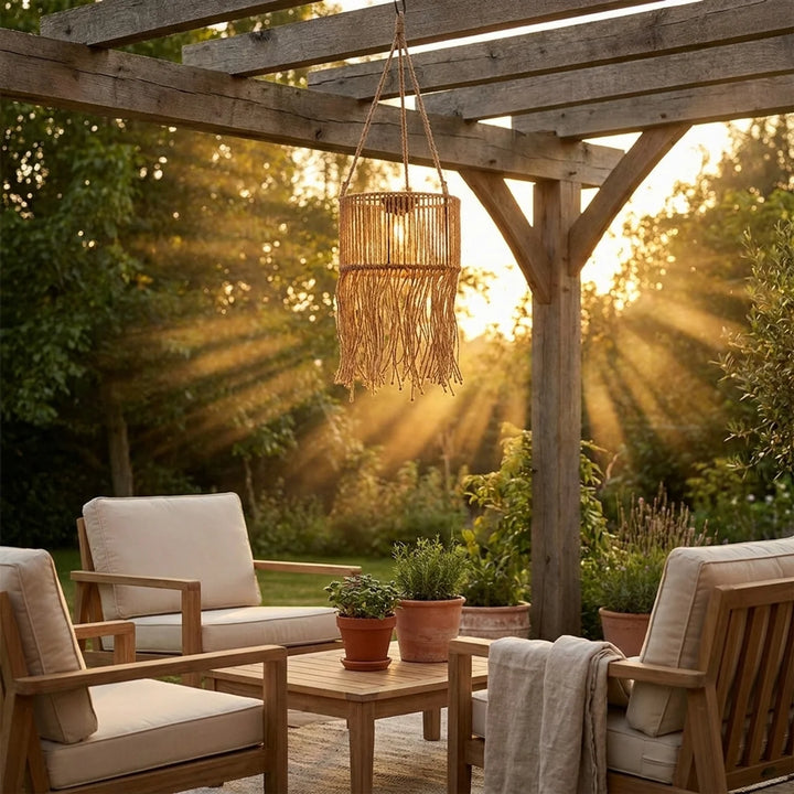 Solar Hanglamp Jans– Rotan Look met Franjes