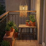 Solar Hanglamp Jans– Rotan Look met Franjes