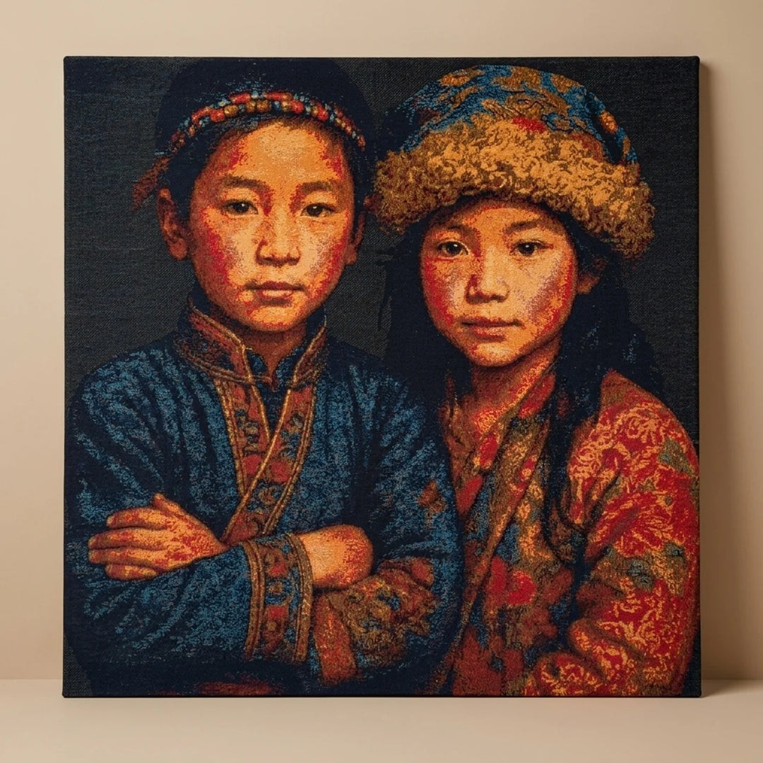 Tibetaanse Duo Geweven Wanddecoratie 138x138 cm