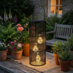 Solar Windlicht Okora – Rotan Look met Warm Licht – Zwart