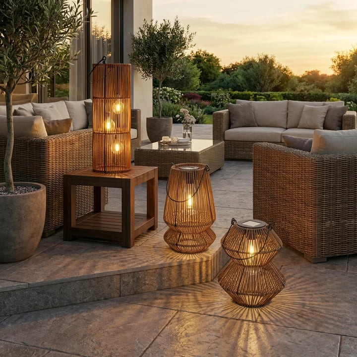 Solar Windlicht Okora – Beige set