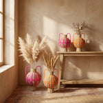 Rotan Kruik met Handvatten – Oranje & Roze