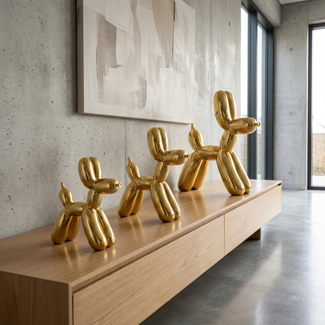 Balloon Hond Set van 3 – Goud Hoogglans