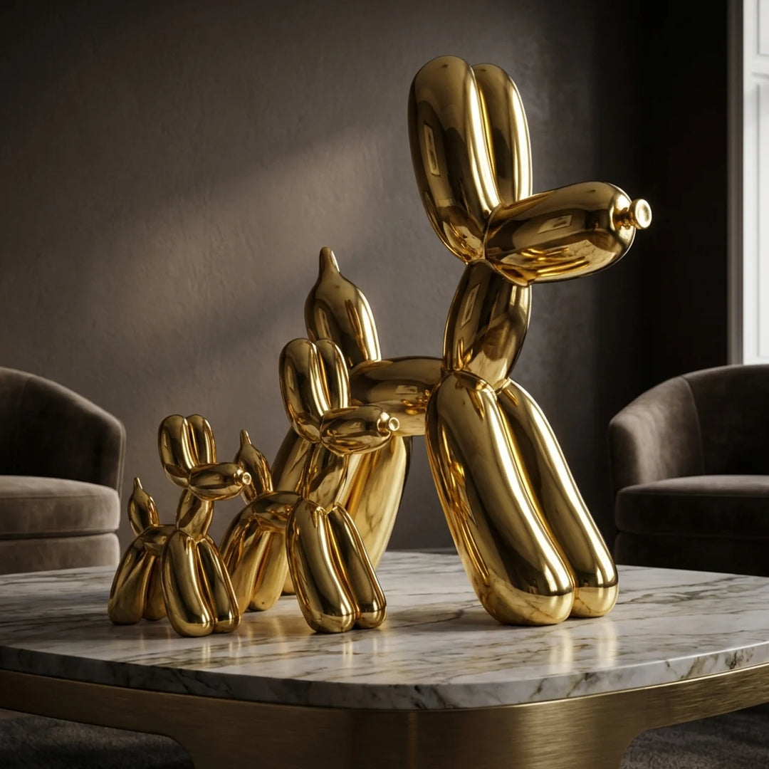 Balloon Hond Set van 3 – Goud Hoogglans