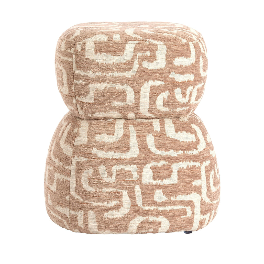 Poef met print terra beige Leyla Light & Living