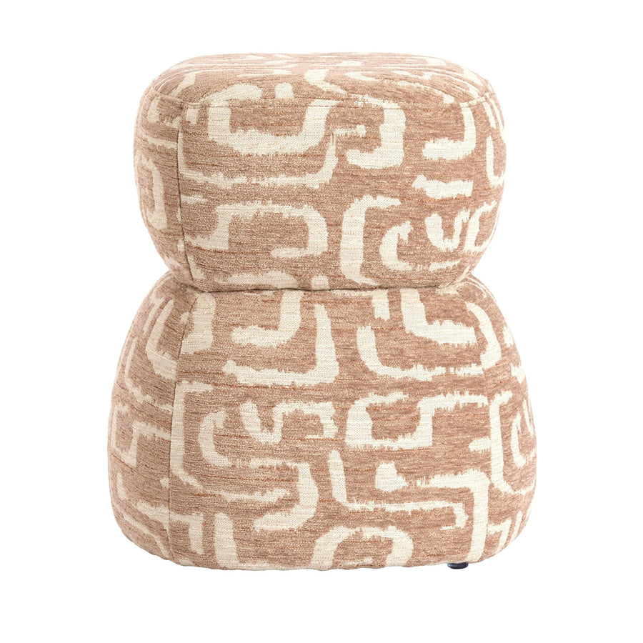 Poef met print terra beige Leyla Light & Living