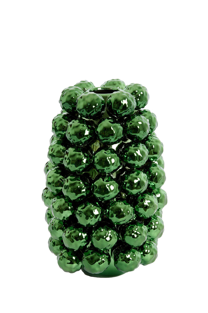 Kerst Vaas BUTANG Ø18,5 × 28 cm – Keramiek Metallic Groen