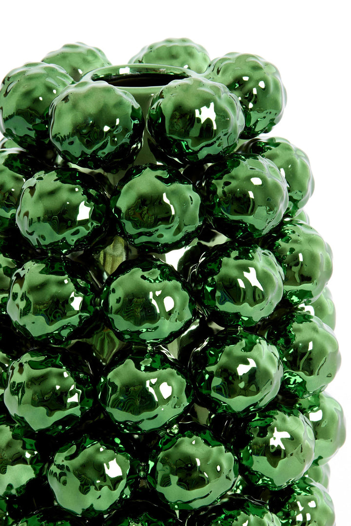 Kerst Vaas BUTANG Ø18,5 × 28 cm – Keramiek Metallic Groen