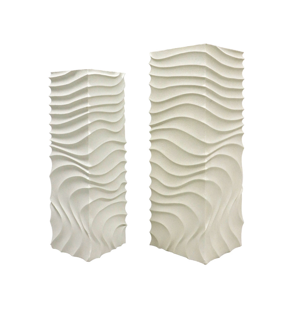 Isaiah wit mdf Zuil wavy design Set van 2 PTMD