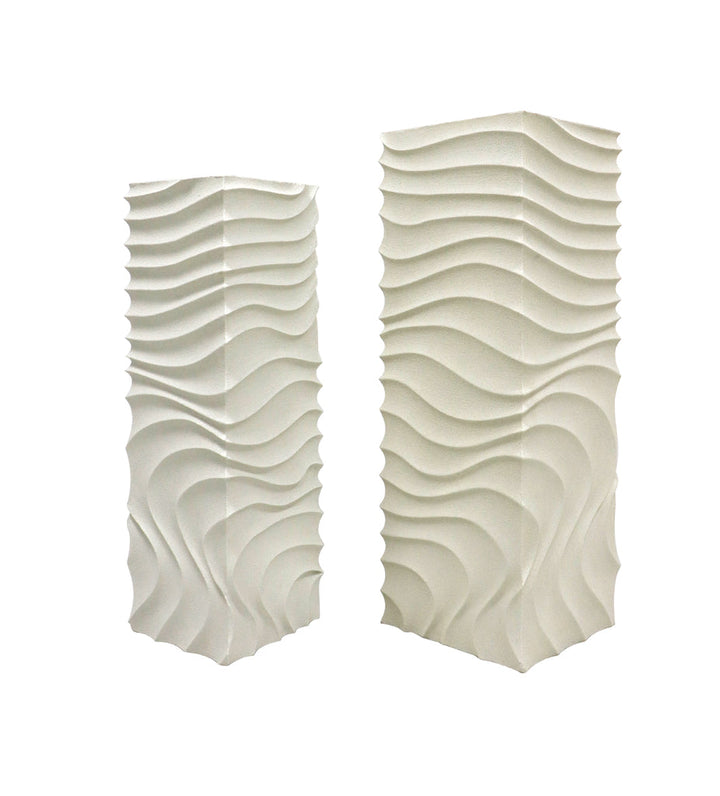 Isaiah wit mdf Zuil wavy design Set van 2 PTMD