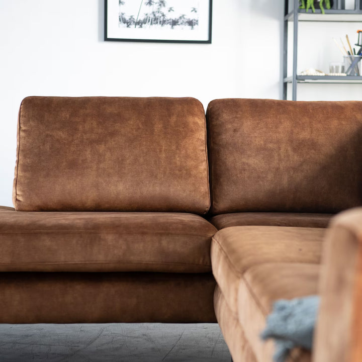 SEVN Hoekbank Kirsten Velvet, kleur camel