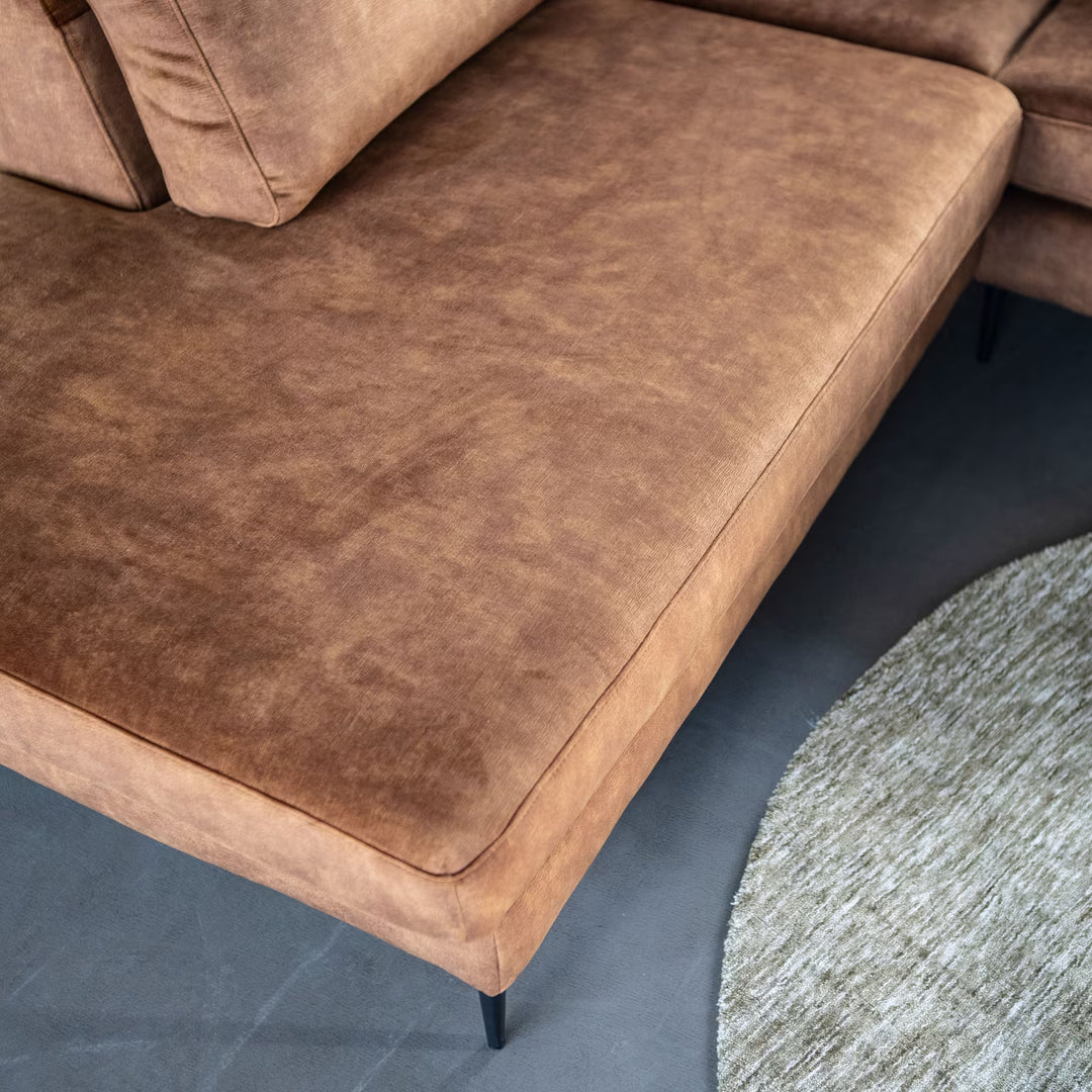 SEVN Hoekbank Kirsten Velvet, kleur camel