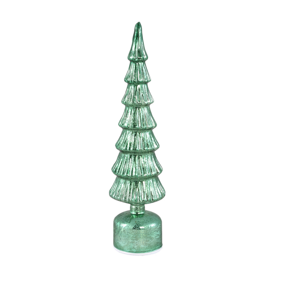 LED kerstboom van glas donkergroen 42 cm met gelaagde takken