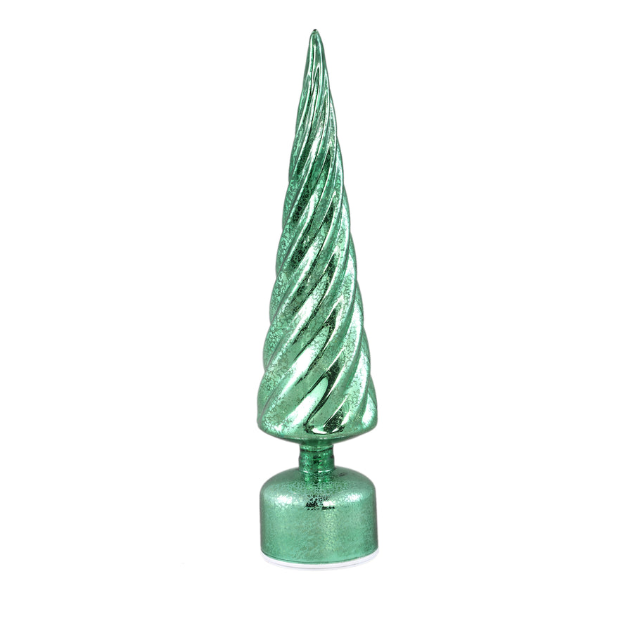 LED kerstboom van glas groen 40 cm met gedraaid patroon