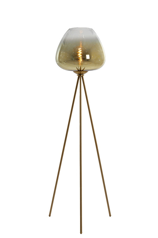 Light & Living Vloerlamp Mayson Driepoot Glas Goud 146cm
