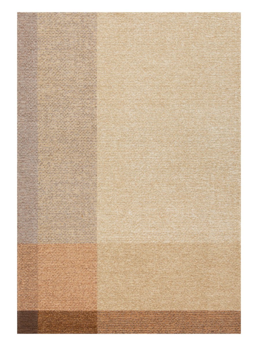 Brinker Nino vloerkleed Natural - volledig kleed met geometrisch blokkenpatroon in zand- en beigetinten
