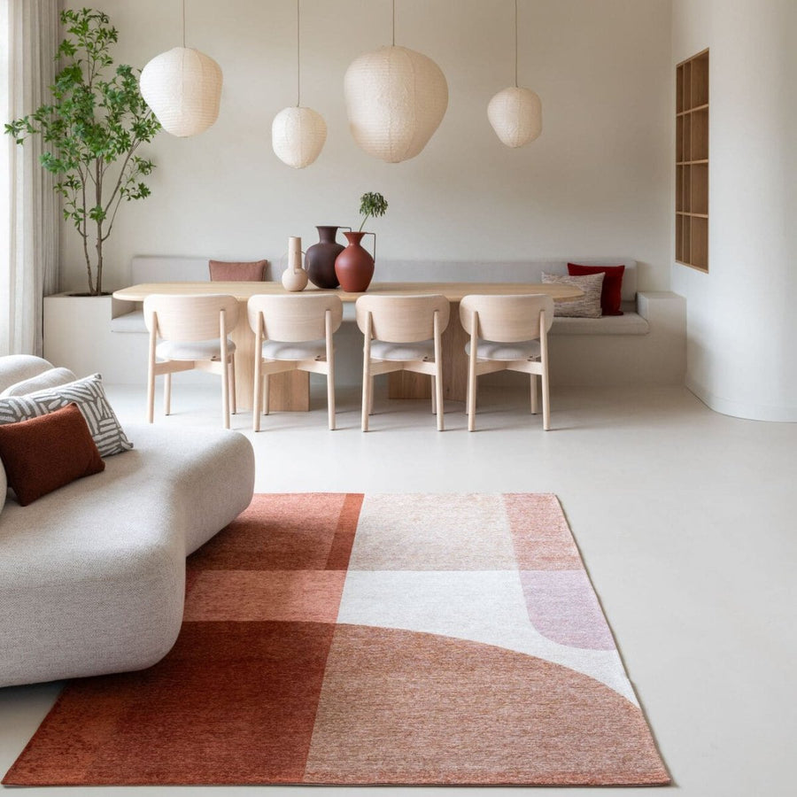 Hoekdetail van het Brinker Sola vloerkleed Apricot