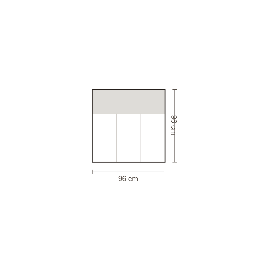 Bovenaanzicht Lucca element: 1,5-zits zonder armleuning – 96 x 96 cm
