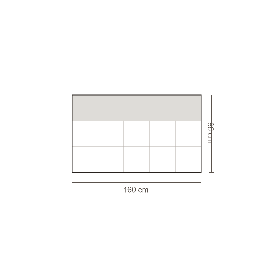 Bovenaanzicht Lucca element: 2,5-zits zonder armleuning – 96 x 160 cm