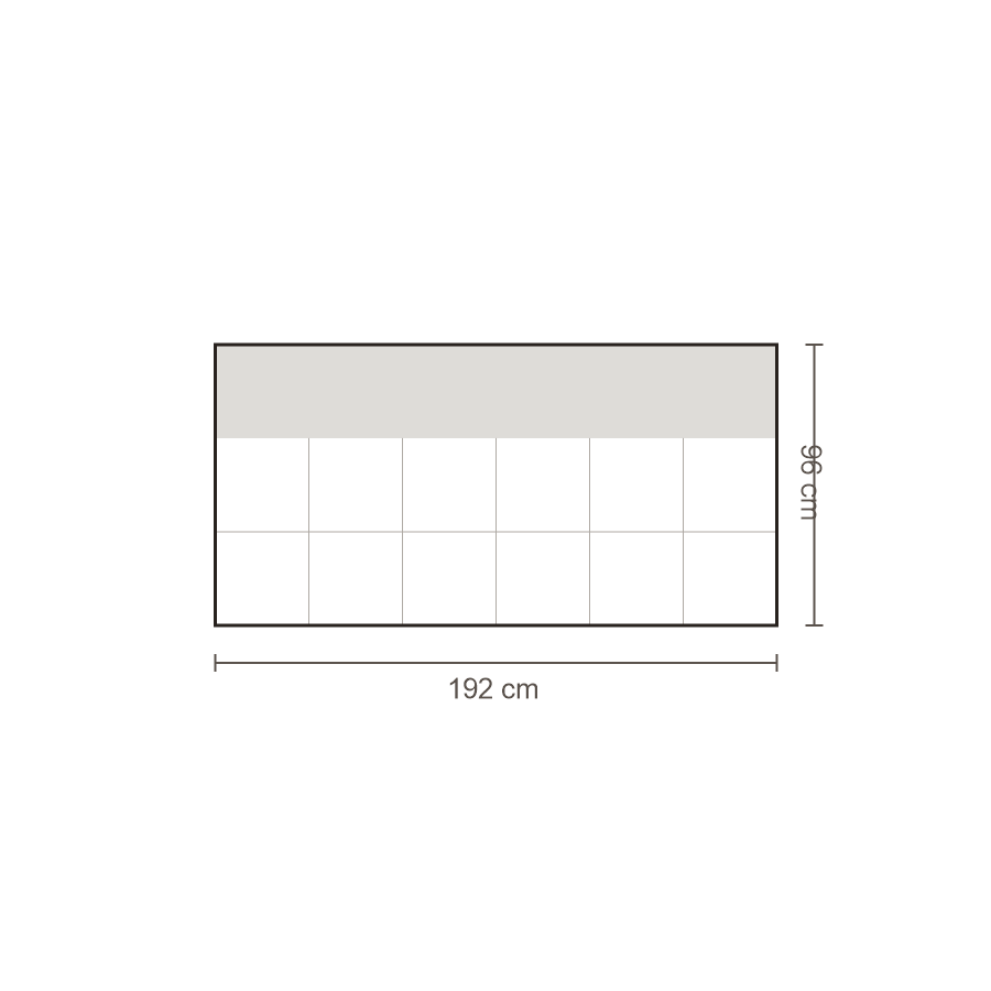 Bovenaanzicht Lucca element: 3-zits zonder armleuning – 96 x 192 cm