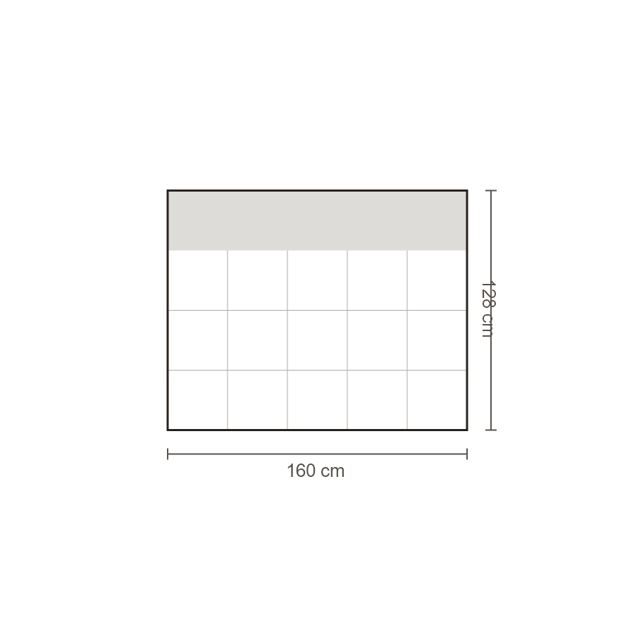 Bovenaanzicht Lucca element: 2,5-zits diep zonder armleuning – 128 x 160 cm