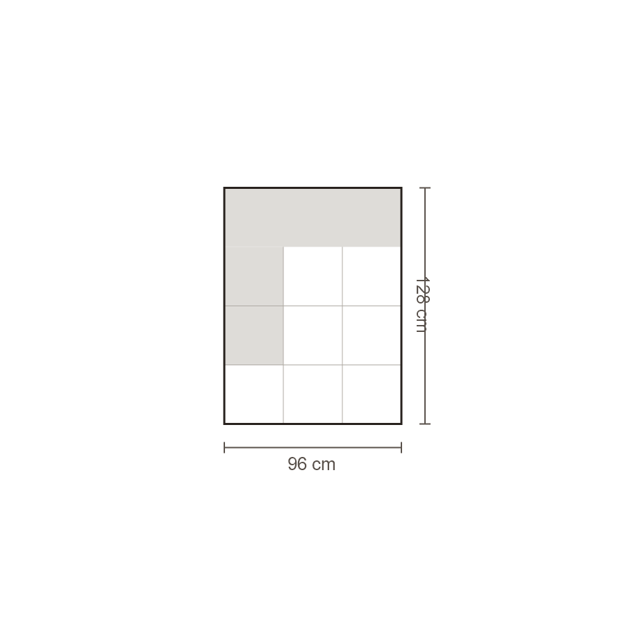 Bovenaanzicht Lucca element: 1-zits diep arm links – 128 x 96 cm