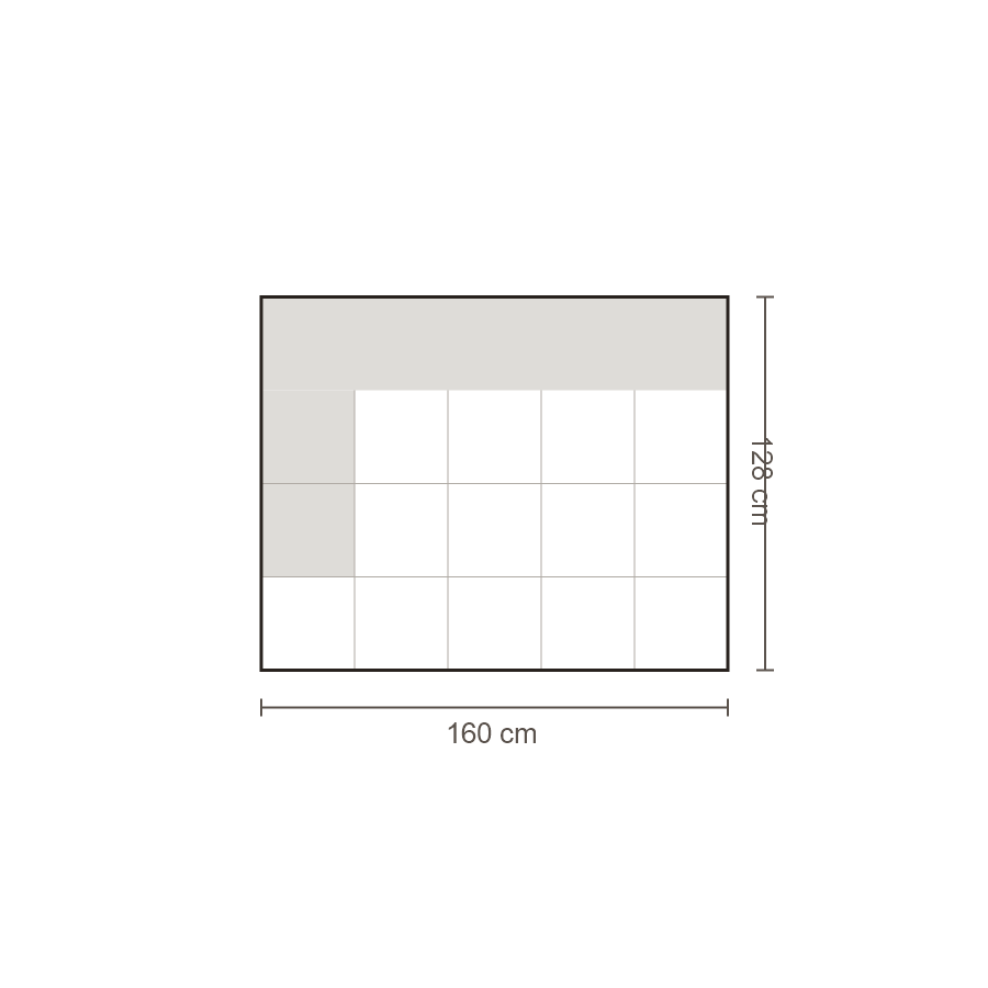 Bovenaanzicht Lucca element: 2-zits diep arm links – 128 x 160 cm