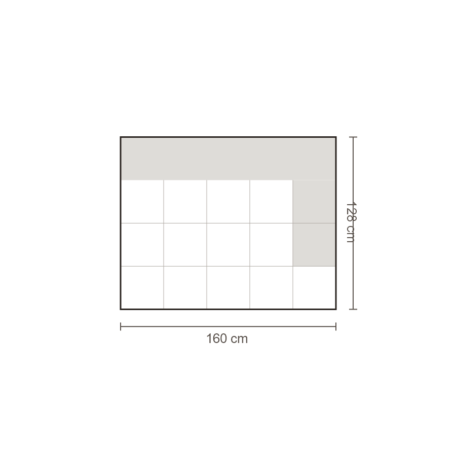 Bovenaanzicht Lucca element: 2-zits diep arm rechts – 128 x 160 cm