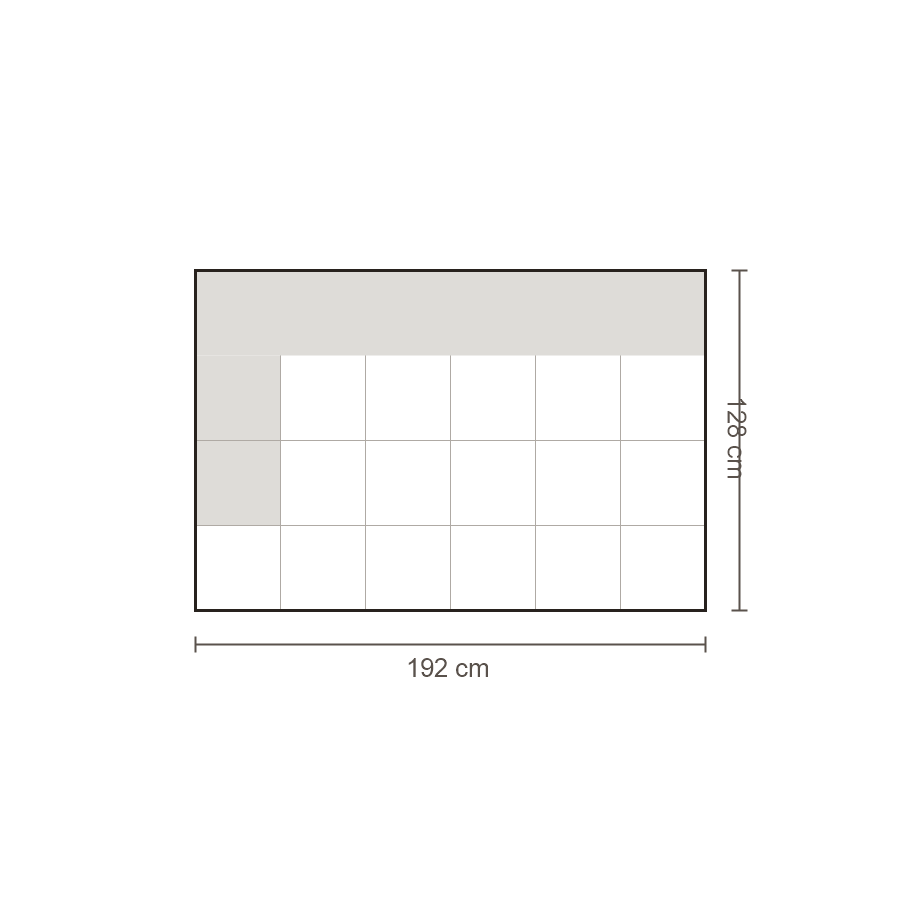 Bovenaanzicht Lucca element: 2,5-zits diep arm links – 128 x 192 cm