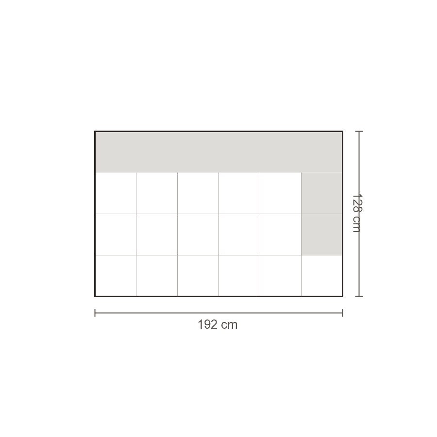Bovenaanzicht Lucca element: 2,5-zits diep arm rechts – 128 x 192 cm